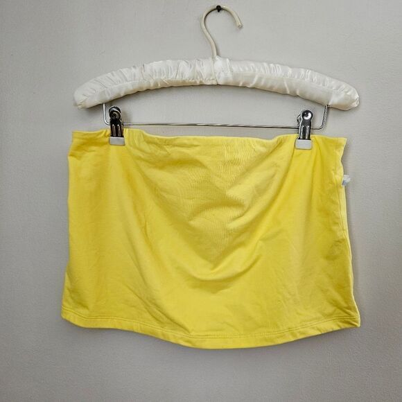 BP Tube Top Crop Strapless Solid Yellow Casual Summer Plus Vacation Neutral - Picture 2 of 10